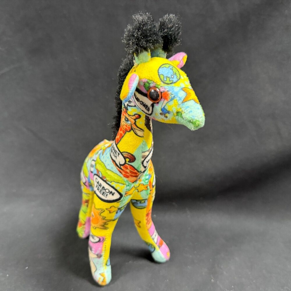 Wild Republic Planet Earth Plush Giraffe Carbon Free Graffiti Print 10”